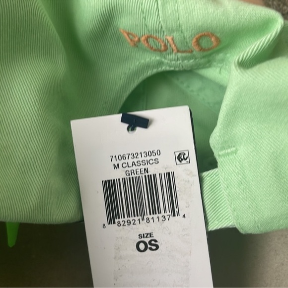Polo Chino Ball Cap - Green w/ Orange Polo Player - Picture 3 of 3